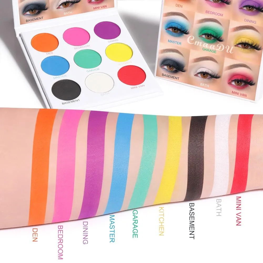9 Colors Bright Matte Gouache Paint Palette Eyeshadow