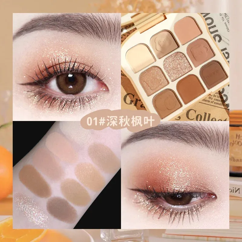 9 Colors Eyeshadow Palette Animal Embroidery Eyeshadow Palette Glitter Highlighter Face Contour Blush Palette Matte Eye Pigments
