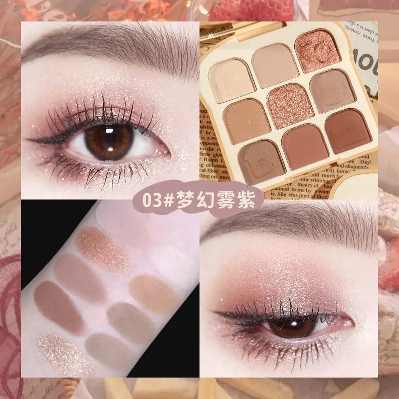 9 Colors Eyeshadow Palette Animal Embroidery Eyeshadow Palette Glitter Highlighter Face Contour Blush Palette Matte Eye Pigments