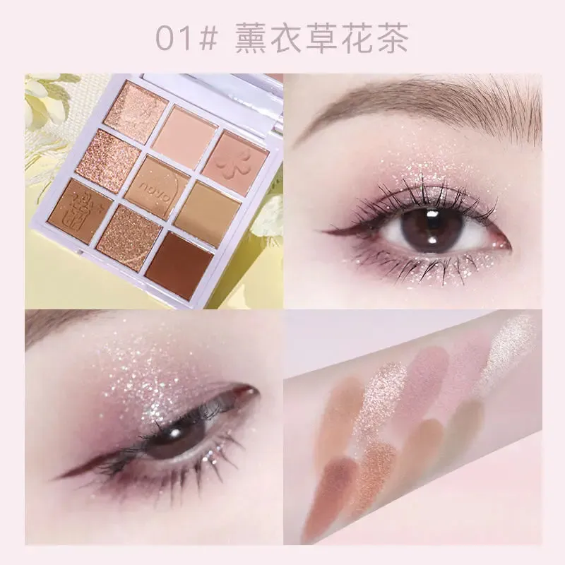 9 Colors Eyeshadow Palette Animal Embroidery Eyeshadow Palette Glitter Highlighter Face Contour Blush Palette Matte Eye Pigments