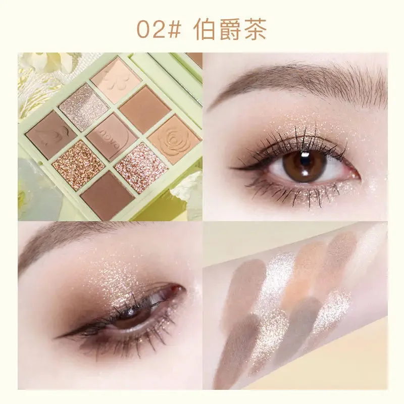 9 Colors Eyeshadow Palette Animal Embroidery Eyeshadow Palette Glitter Highlighter Face Contour Blush Palette Matte Eye Pigments