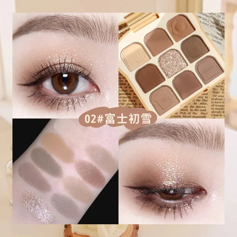 9 Colors Eyeshadow Palette Animal Embroidery Eyeshadow Palette Glitter Highlighter Face Contour Blush Palette Matte Eye Pigments