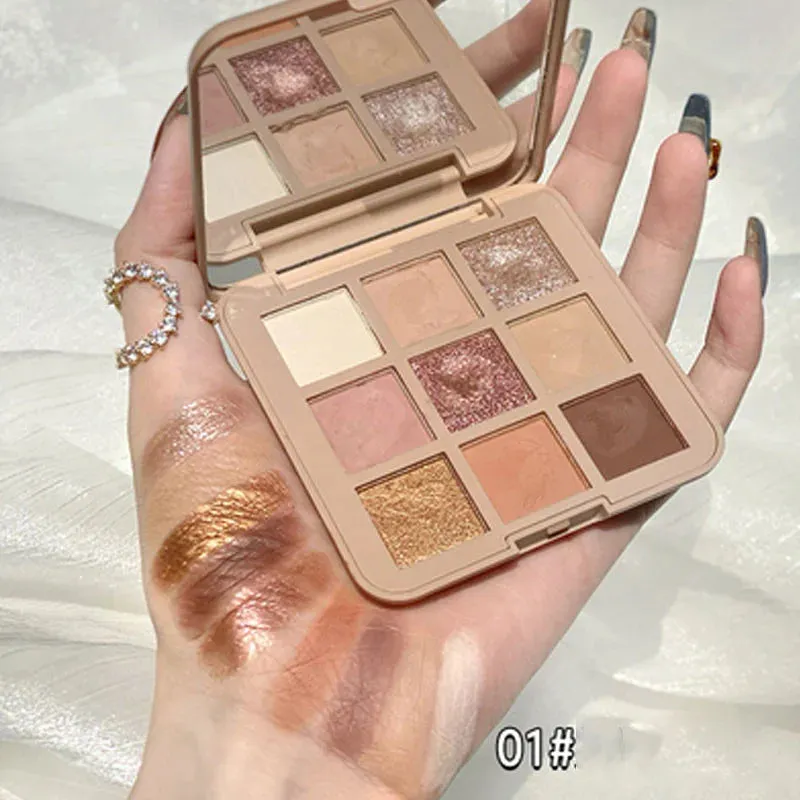 9 Colors Eyeshadow Palette Animal Embroidery Eyeshadow Palette Glitter Highlighter Face Contour Blush Palette Matte Eye Pigments