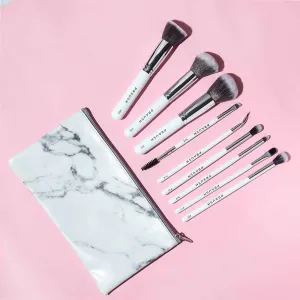 9 Pcs Professional Makeup Brush Set (Face   Eye) with FREE Marble Makeup Pouch