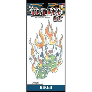 Aces In Flames Biker Temporary Tattoos