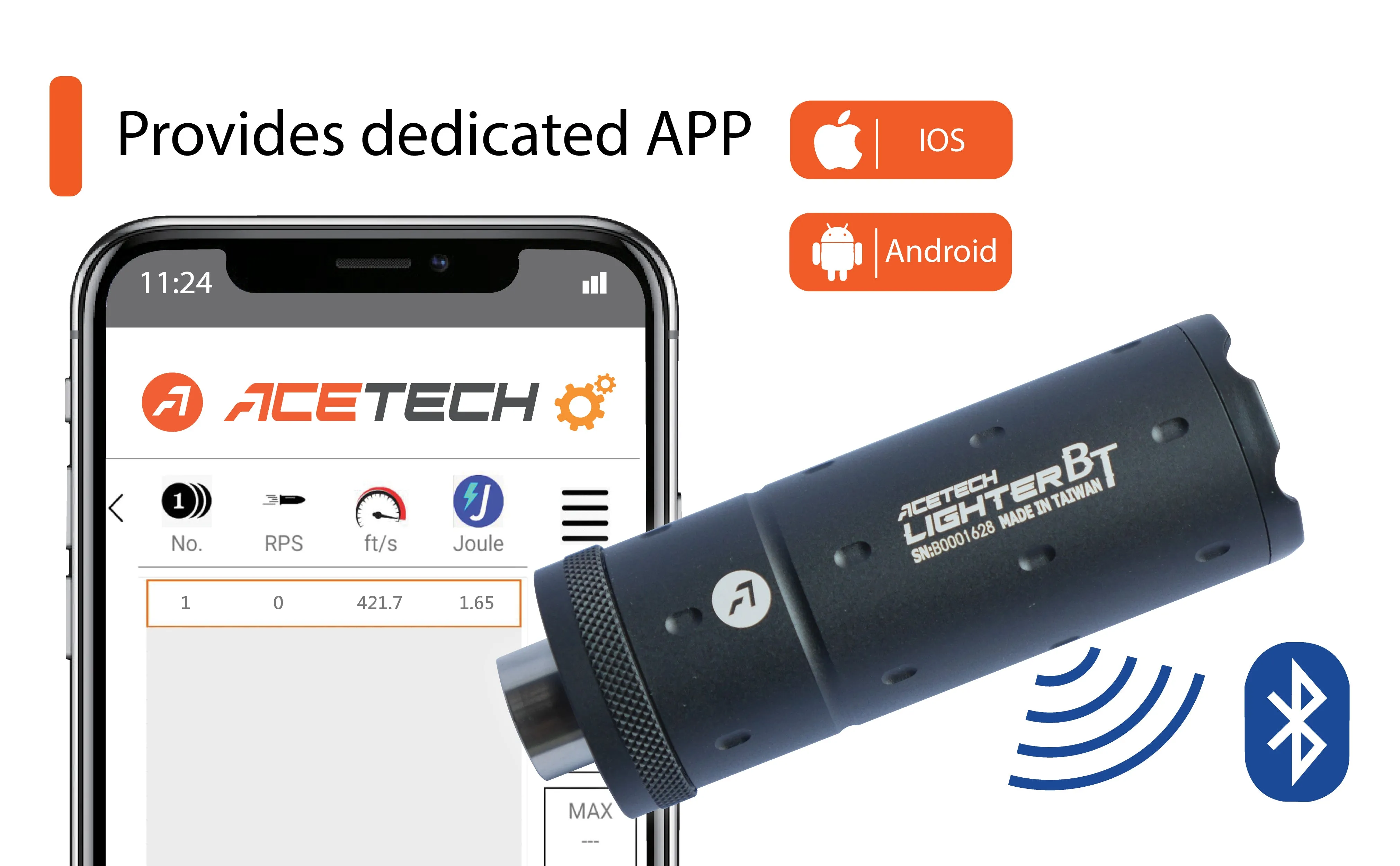 AceTech Lighter BT Tracer Unit & Chrono BLACK