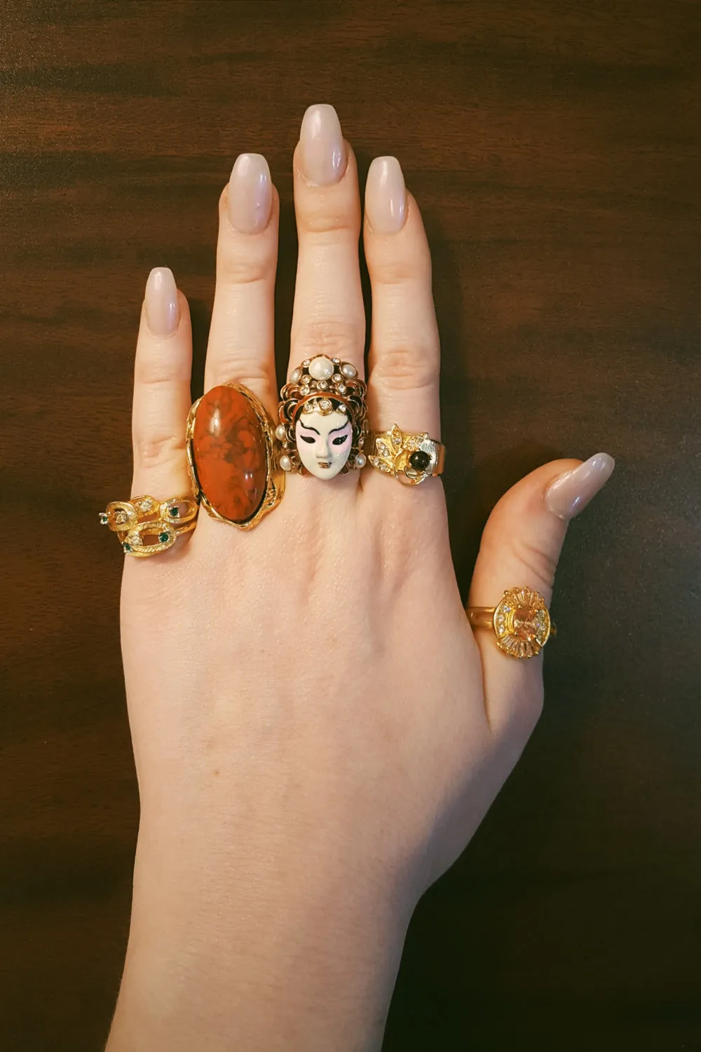 Adjustable Faux Coral Red Statement Ring