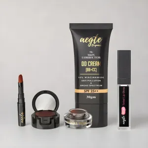 Aegte Kiss Me Magic pH Tinted Lip Gloss with SPF 25  , 3D Gel Kajal (3 in 1 Kajal-Gel Eyeliner-Eyebrow Filler) & Skin Corrector DD Cream