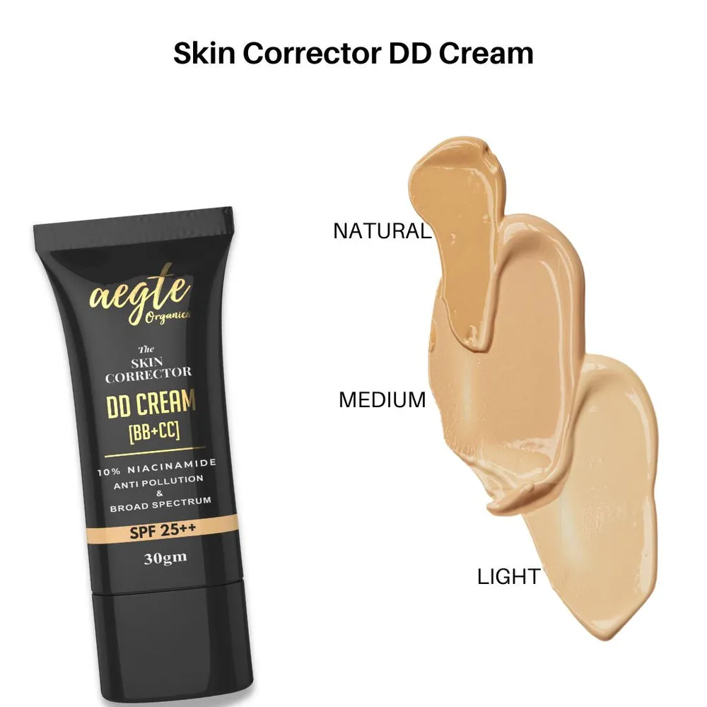 Aegte Kiss Me Magic pH Tinted Lip Gloss with SPF 25  , 3D Gel Kajal (3 in 1 Kajal-Gel Eyeliner-Eyebrow Filler) & Skin Corrector DD Cream