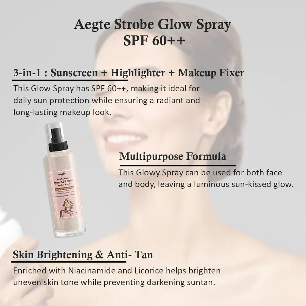 Aegte Kiss Me Magic pH Tinted Lip Gloss with SPF 25   & 3 in 1 Strobe Glow Spray SPF 60  