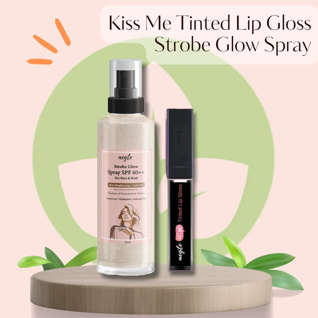 Aegte Kiss Me Magic pH Tinted Lip Gloss with SPF 25   & 3 in 1 Strobe Glow Spray SPF 60  