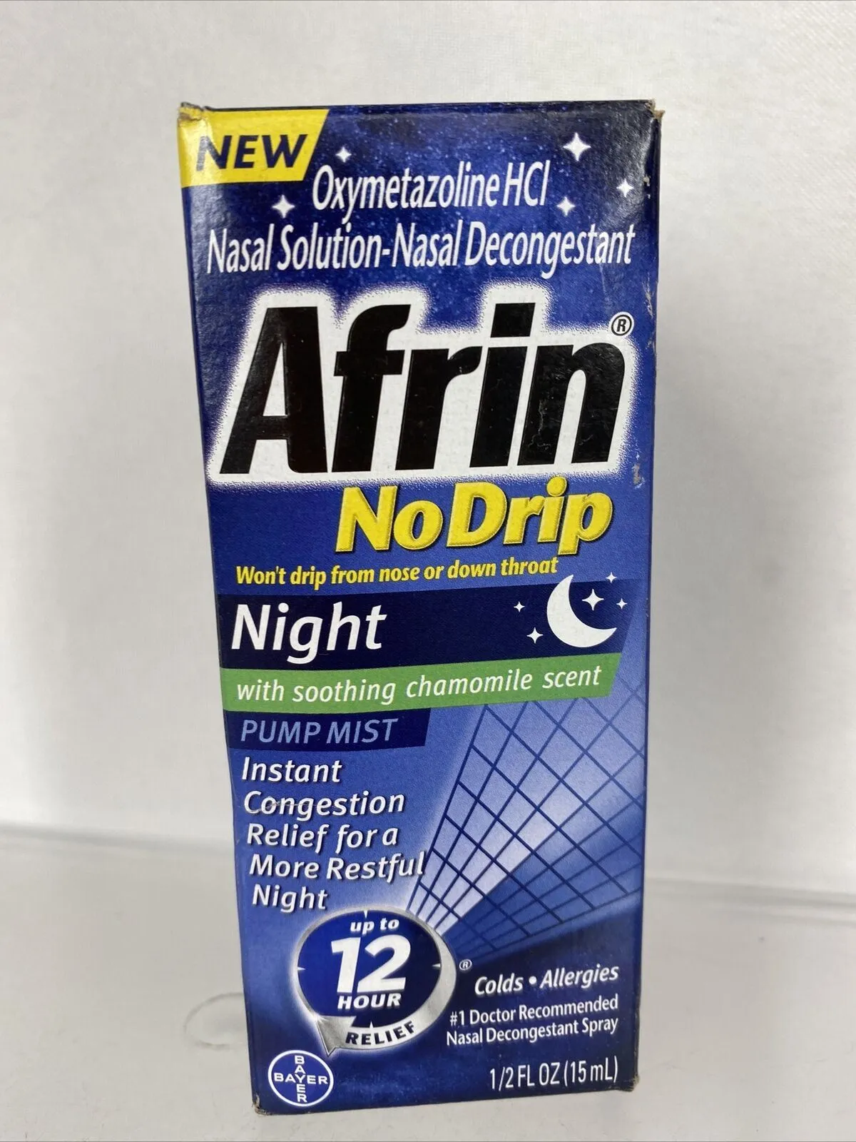 Afrin No Drip Night Nasal Pump Mist Soothing Chamomile Scent Allegry .5oz 7/22