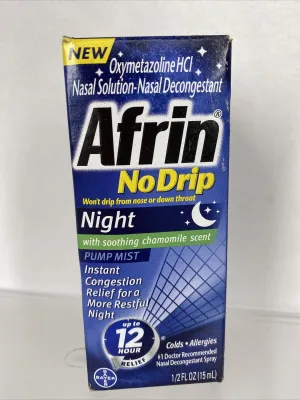 Afrin No Drip Night Nasal Pump Mist Soothing Chamomile Scent Allegry .5oz 7/22