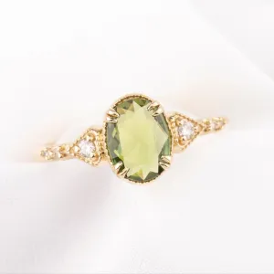 Agatha Ring, 0.90ct Oval Rose Cut Green Sapphire