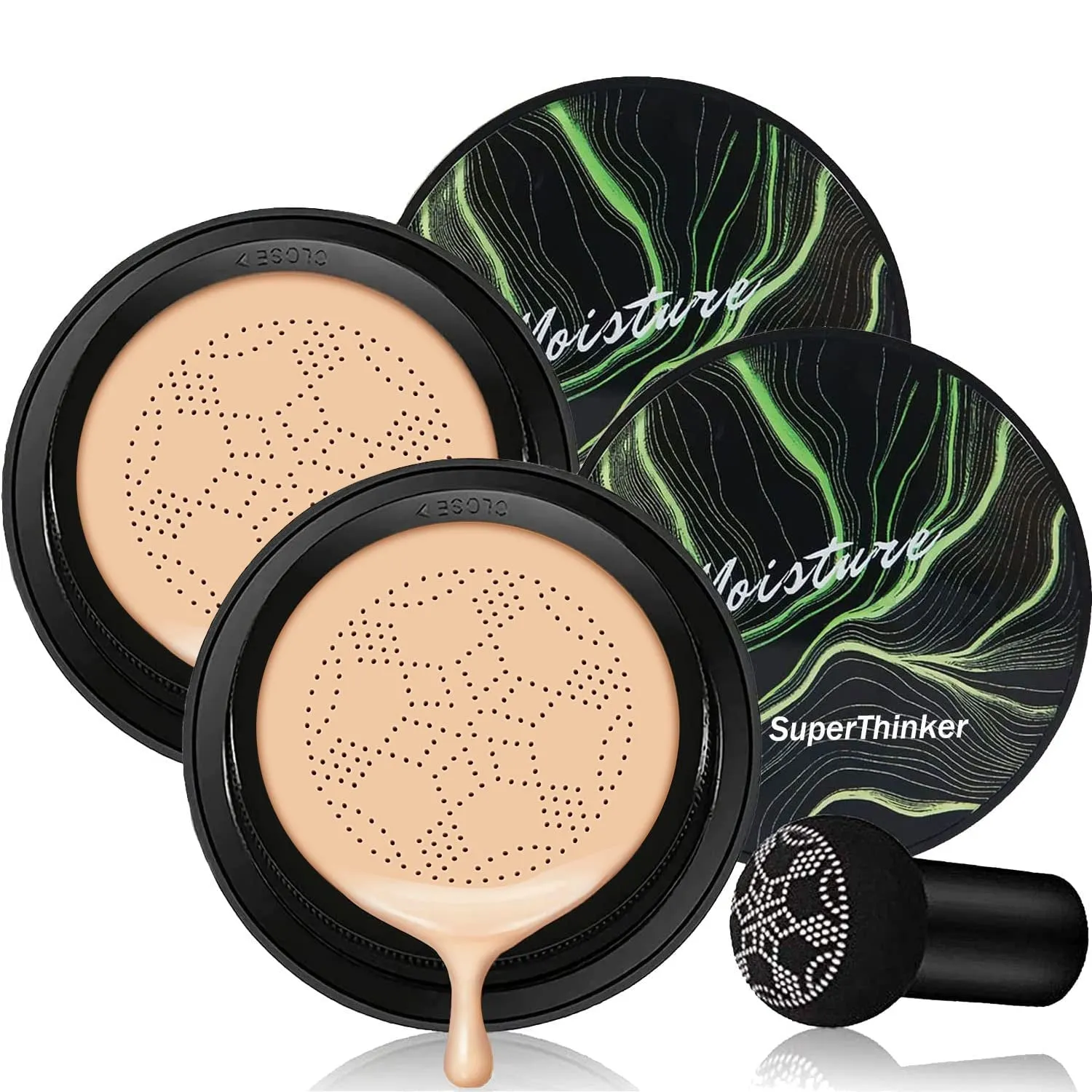 Air Cushion CC Cream Mushroom Head Foundation, Moisturizing BB Cream Makeup Long Lasting Matte Concealer (Nude)