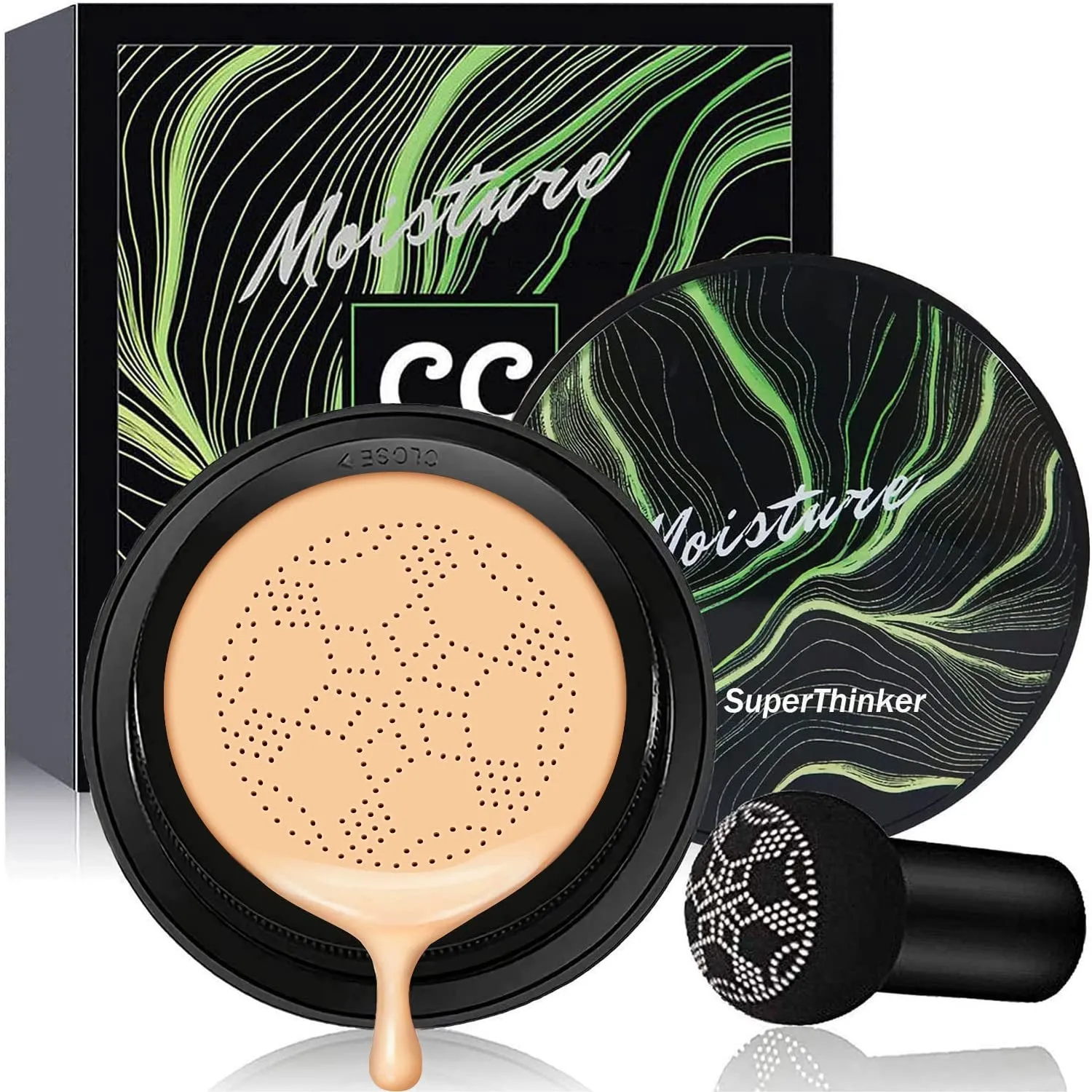 Air Cushion CC Cream Mushroom Head Foundation, Moisturizing BB Cream Makeup Long Lasting Matte Concealer (Nude)
