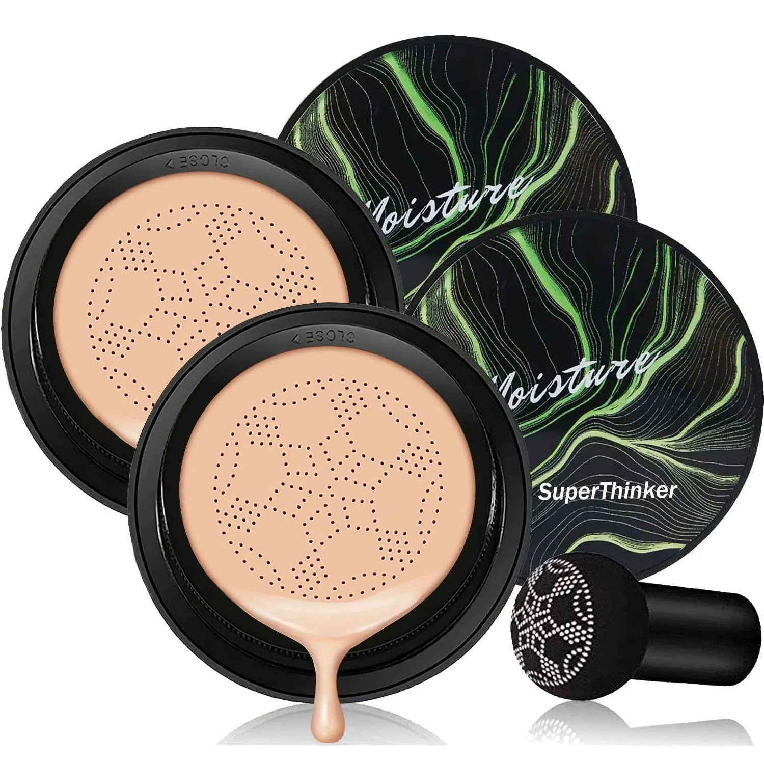 Air Cushion CC Cream Mushroom Head Foundation, Moisturizing BB Cream Makeup Long Lasting Matte Concealer (Nude)