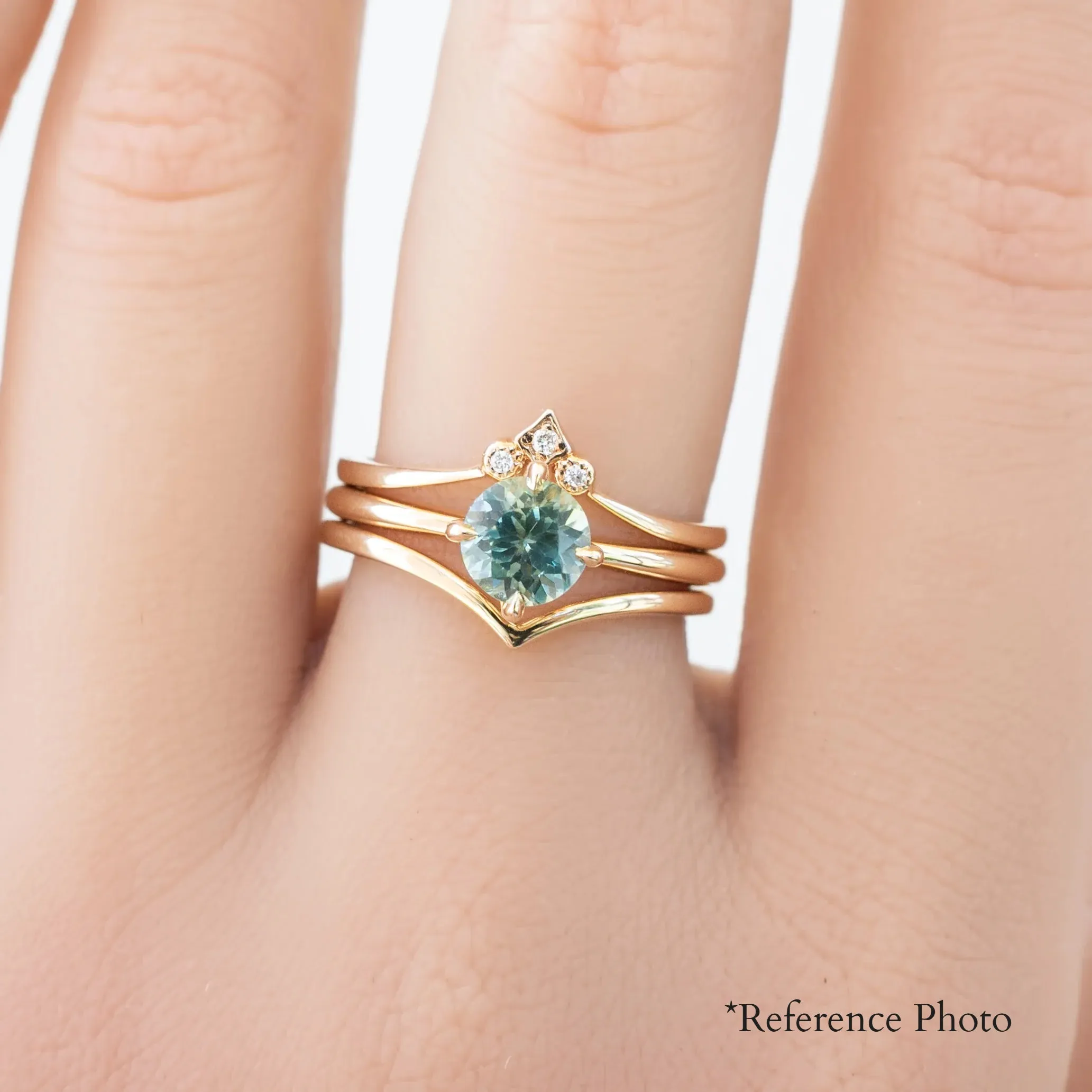 Alice Ring 0.85ct Parti Blue Green Round Montana Sapphire, 14K Yellow Gold (One of a kind)