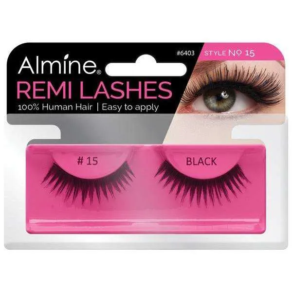 Almine Eyelashes (Style No.15) Black 100% Remi Human Hair