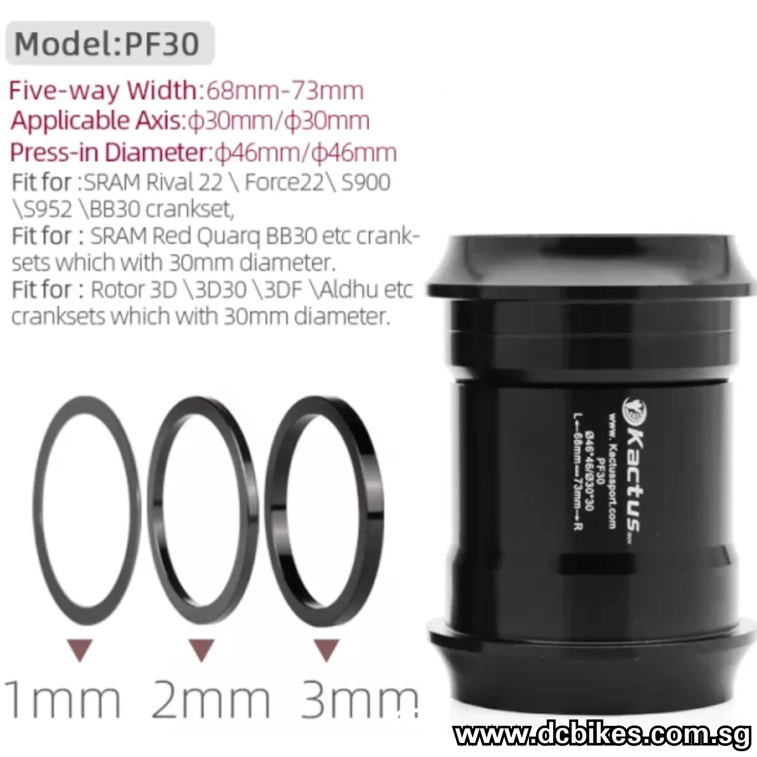 Aluminum PF30 BB386 30mm Series Press Fit Bottom Bracket BB
