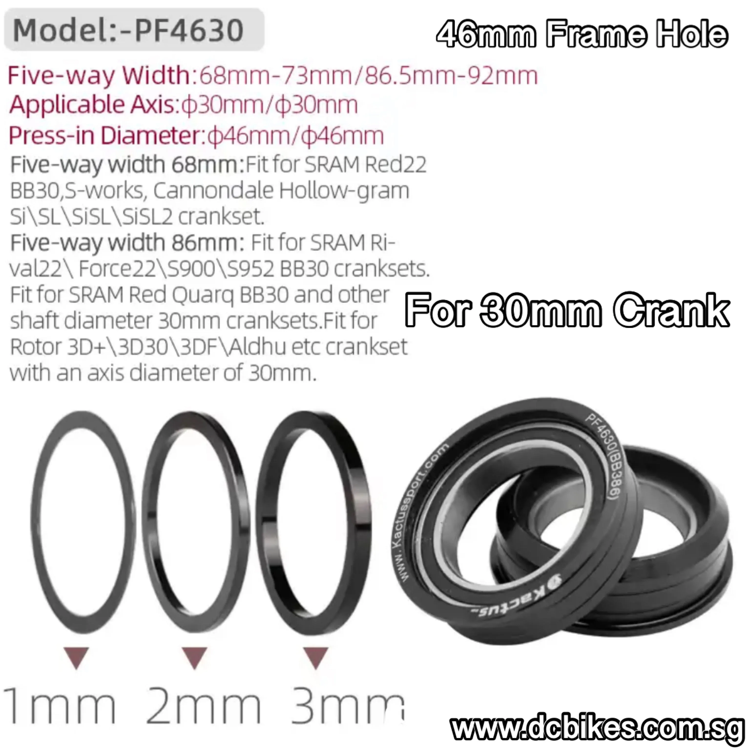 Aluminum PF30 BB386 30mm Series Press Fit Bottom Bracket BB