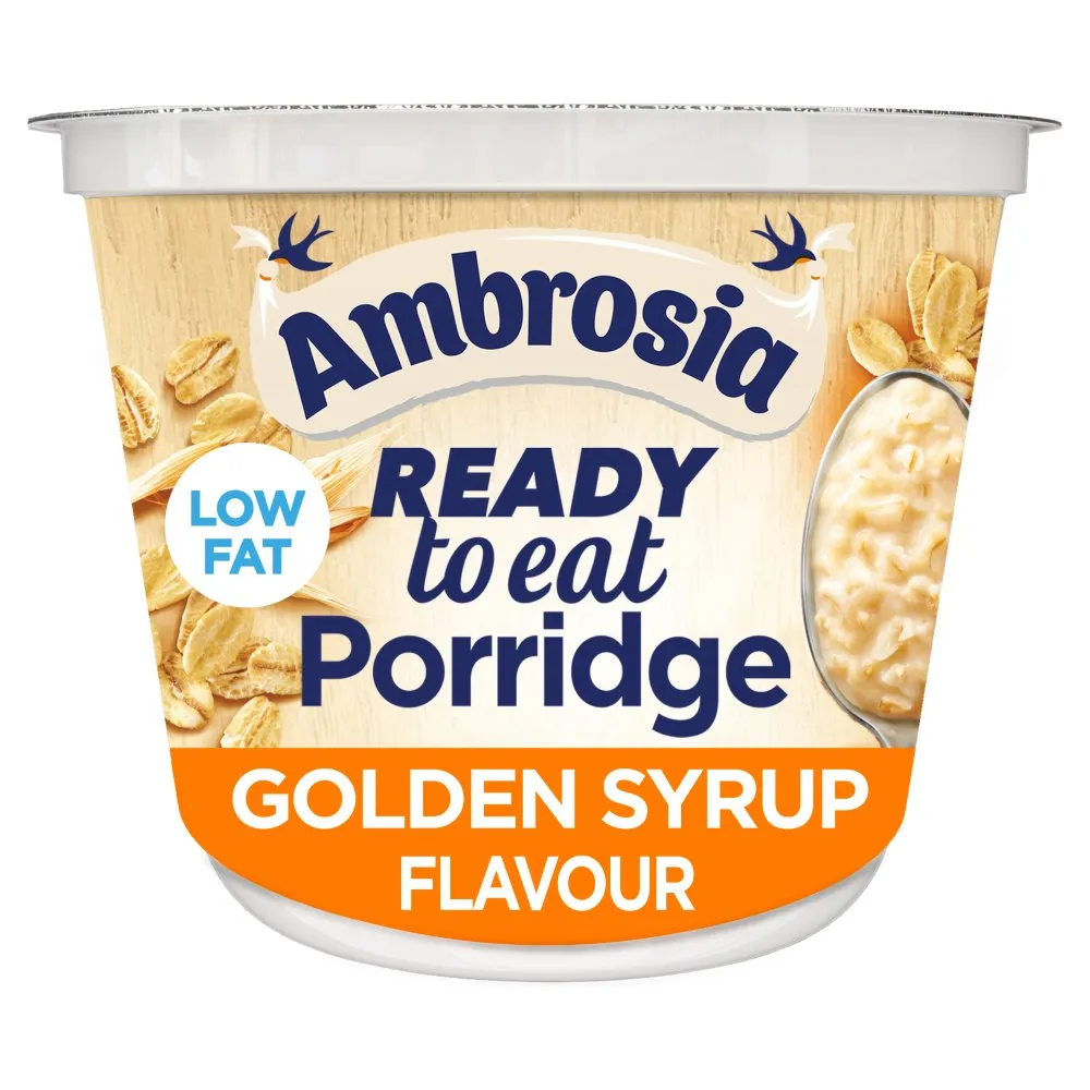 Ambrosia Ready to Eat Porridge Pot Golden syrup Flavour 210g (Case of 6)