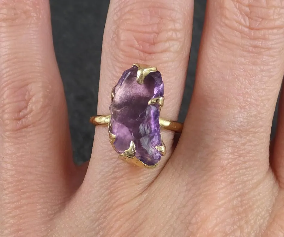 Amethyst Gold Ring Purple Gemstone Recycled 18k yellow Gold Gemstone One of a kind Birthstone Unique Cocktail Statement ring byAngeline 0124