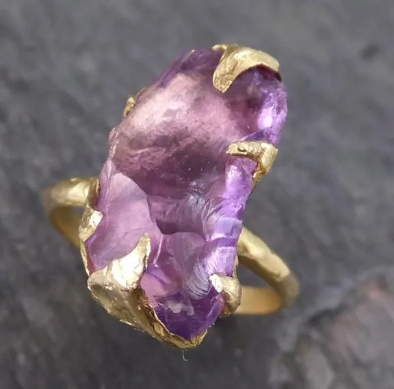 Amethyst Gold Ring Purple Gemstone Recycled 18k yellow Gold Gemstone One of a kind Birthstone Unique Cocktail Statement ring byAngeline 0124