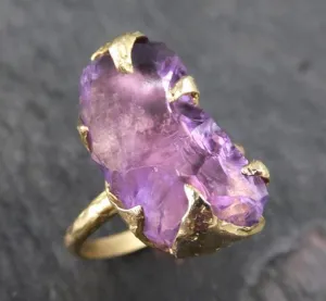 Amethyst Gold Ring Purple Gemstone Recycled 18k yellow Gold Gemstone One of a kind Birthstone Unique Cocktail Statement ring byAngeline 0124