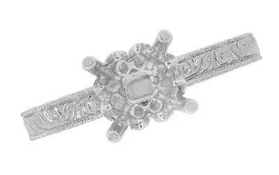 Art Deco 1/3 Carat Crown Scrolls Filigree Engagement Ring Setting in Palladium