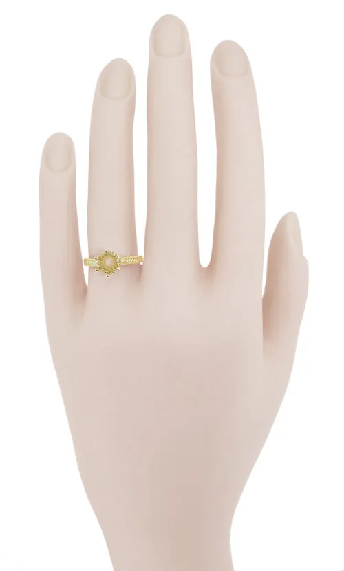 Art Deco Yellow Gold 1 Carat Crown Filigree Scrolls Engagement Ring Setting - 14K or 18K