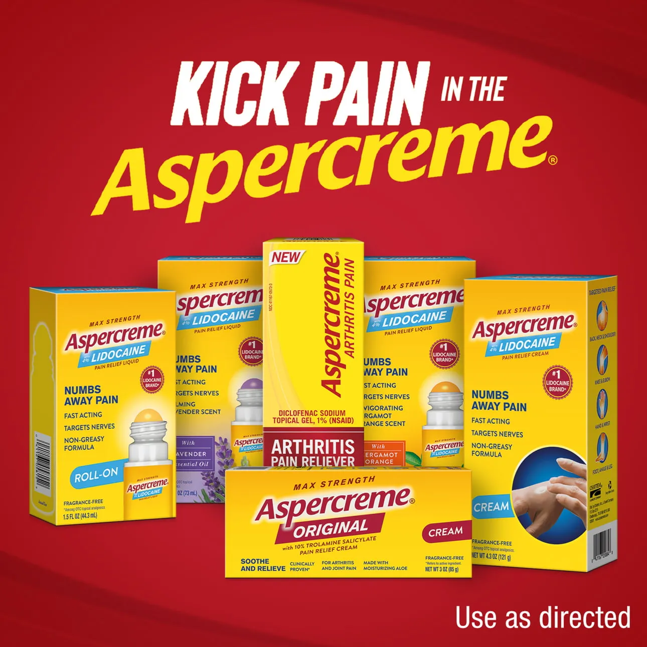 Aspercreme Pain Relief Cream with 4% Lidocaine Maximum Strength 4.3 Oz