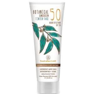 Australian Gold SPF 50 Botanical Sunscreen Tinted - BB Cream for Rich to Deep Skin Tones / Lightweight / Matte Finish / Antioxidant Rich / Vegan / 3 fl. oz. - 89 mL.