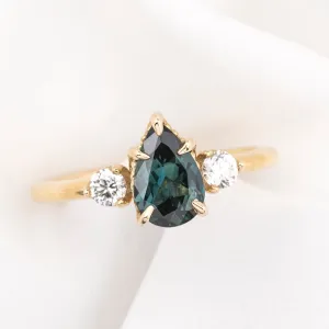 Ayana Ring, 1.09ct Teal Blue Pear Queensland Sapphire