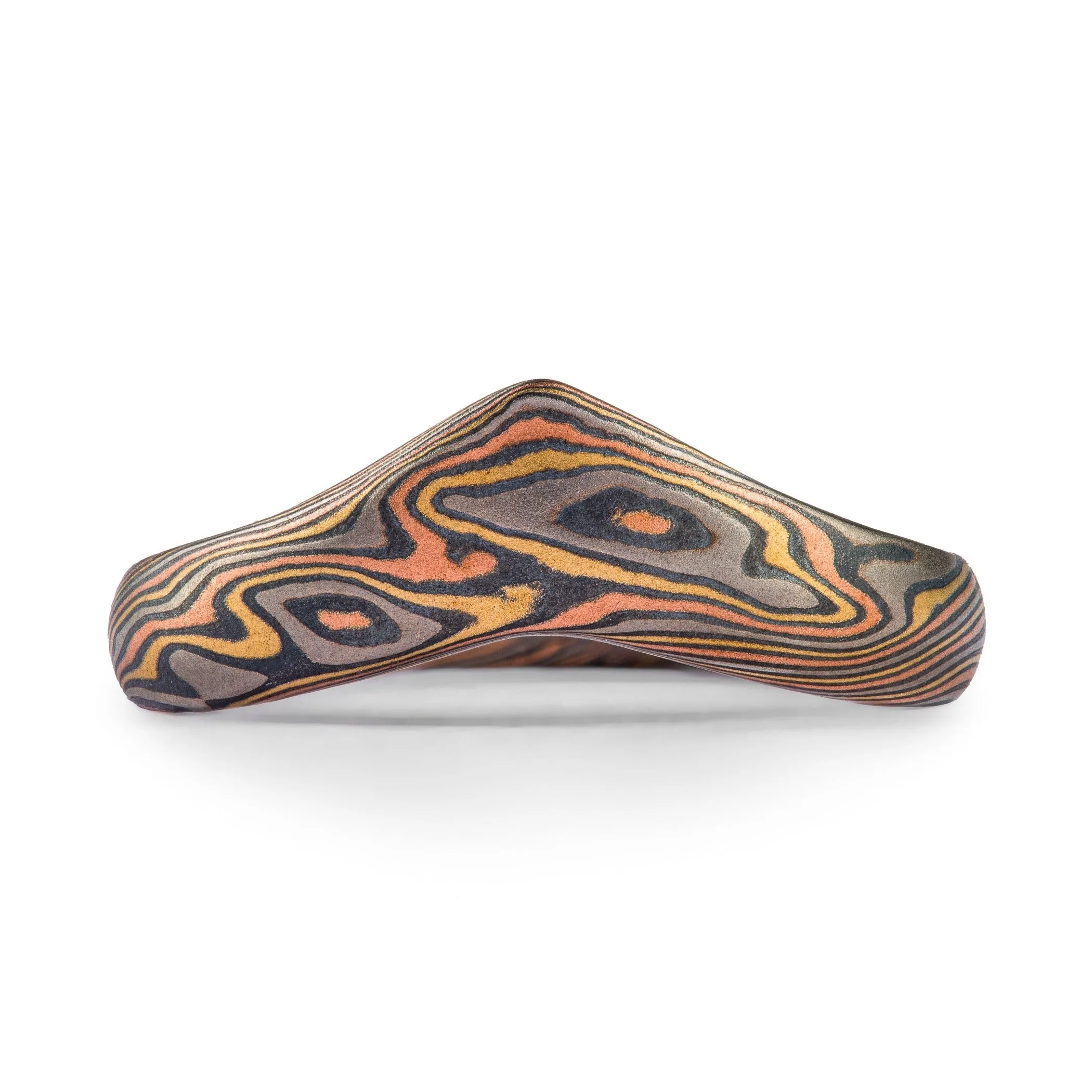 Band and Contoured Ring Set in Twist Pattern and Firestorm Palette