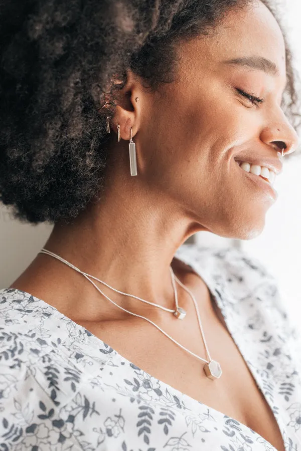 Bar Cremation Dangle Earrings in 14K Yellow Gold