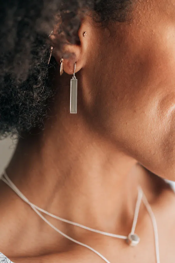 Bar Cremation Dangle Earrings in 14K Yellow Gold