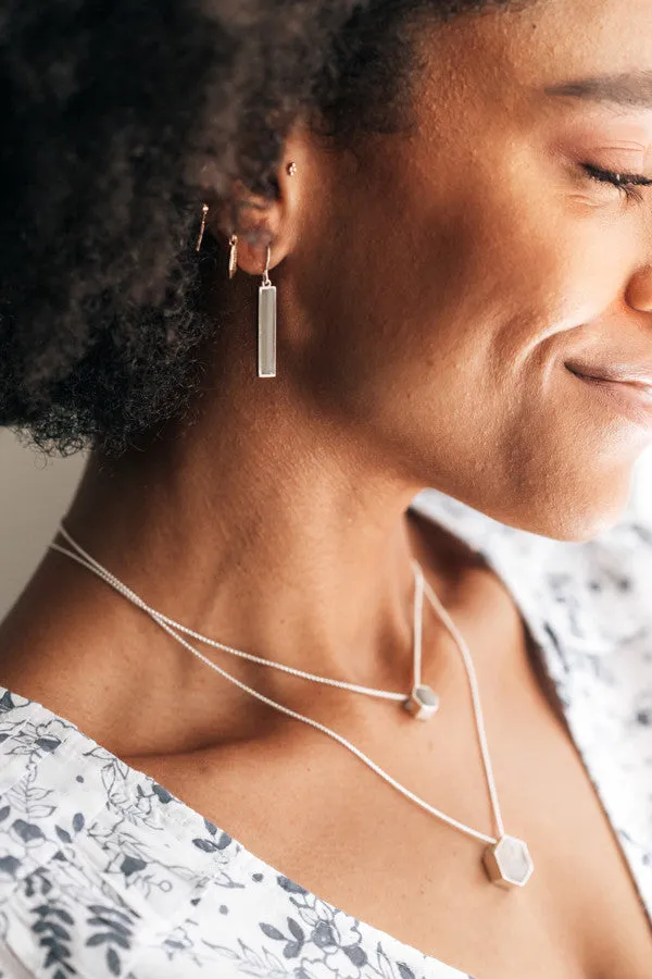 Bar Cremation Dangle Earrings in 14K Yellow Gold