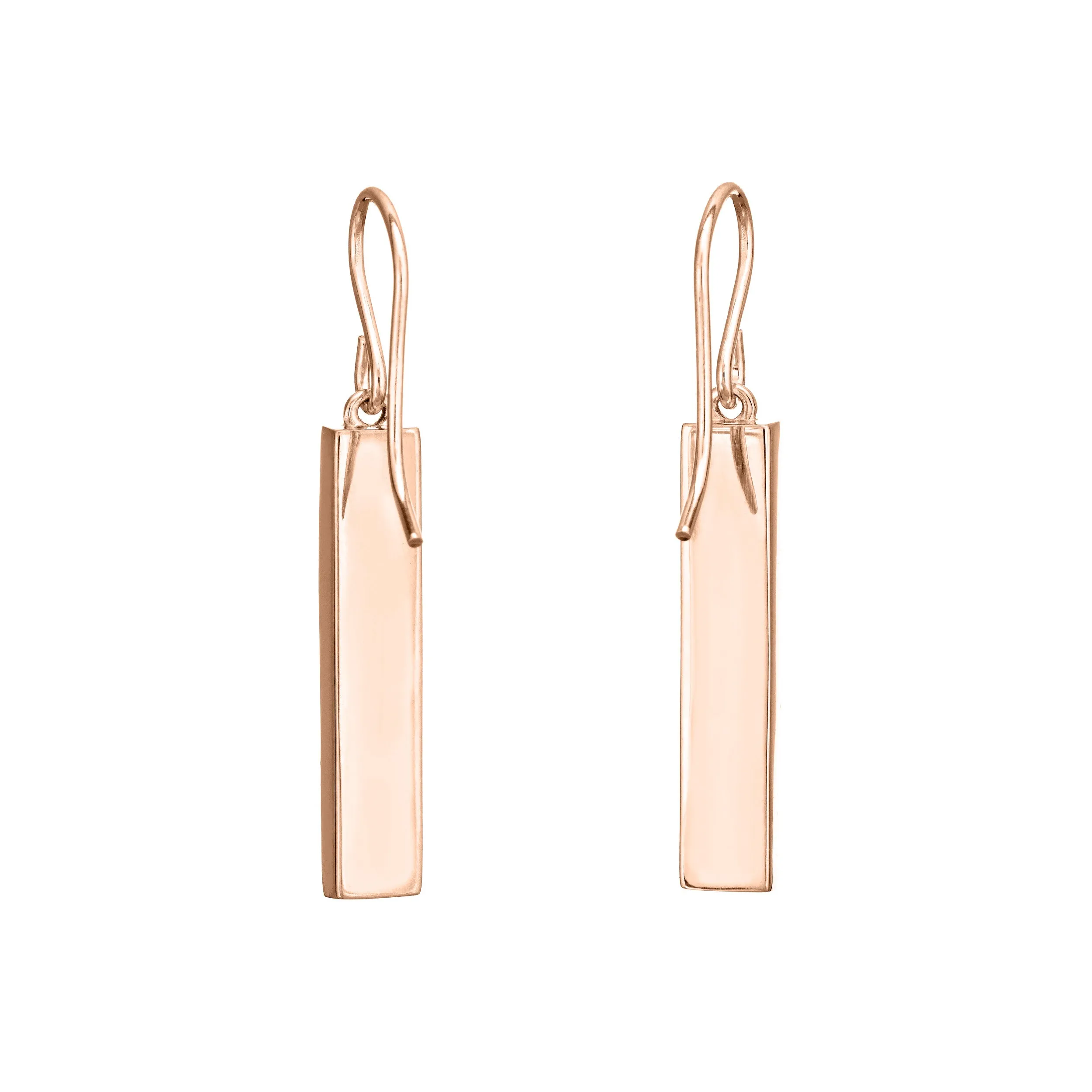 Bar Cremation Earrings in 14K Rose Gold