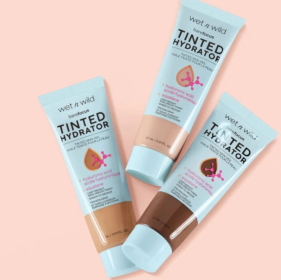 Bare Focus Tinted Hydrator Matte Finish, Light Medium, Oil-Free, Moisturizing Makeup | Hyaluronic Acid | Sheer to Medium Coverage
