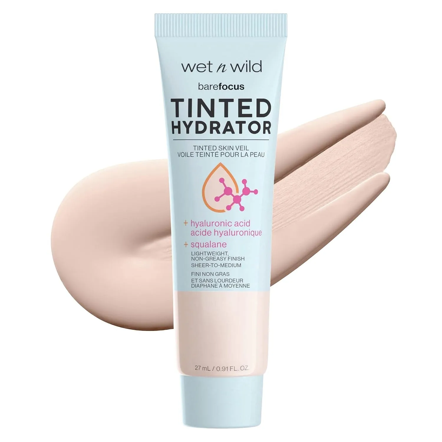 Bare Focus Tinted Hydrator Matte Finish, Light Medium, Oil-Free, Moisturizing Makeup | Hyaluronic Acid | Sheer to Medium Coverage