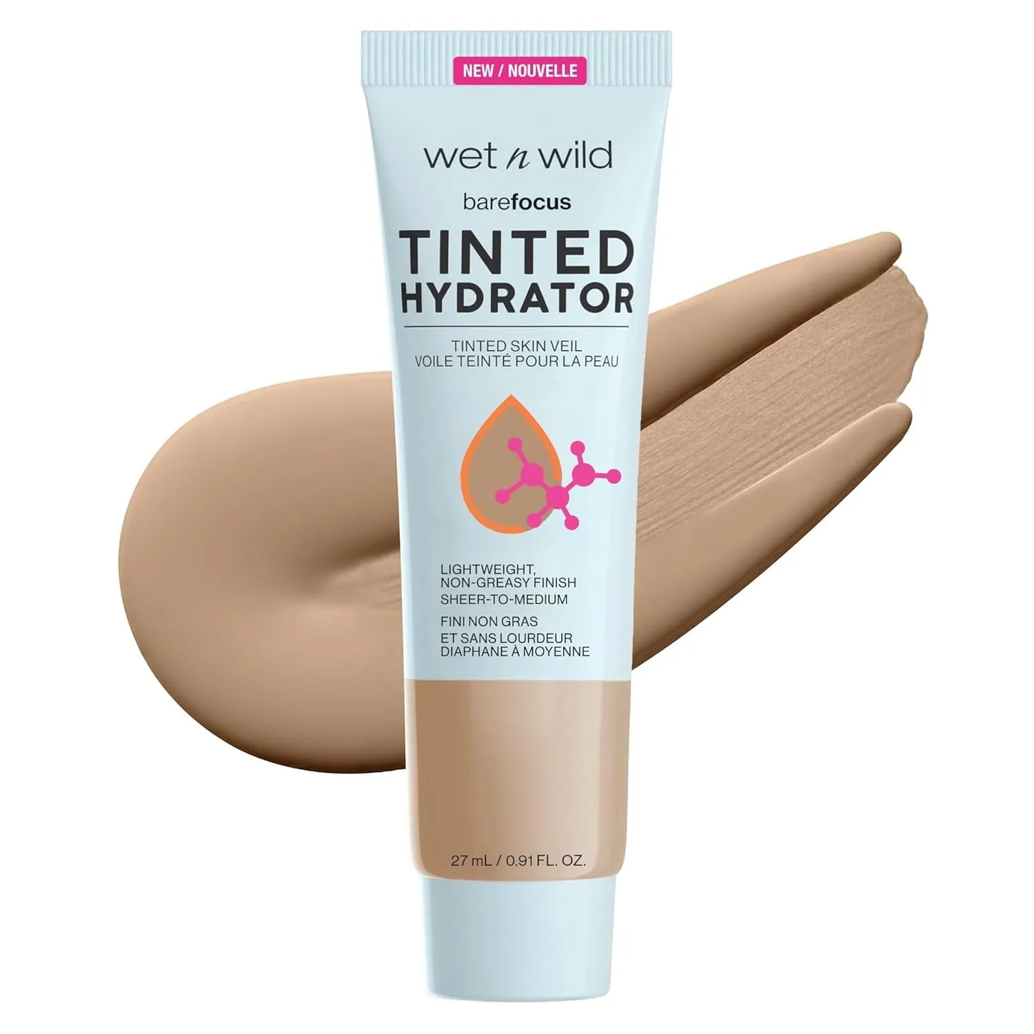 Bare Focus Tinted Hydrator Matte Finish, Light Medium, Oil-Free, Moisturizing Makeup | Hyaluronic Acid | Sheer to Medium Coverage