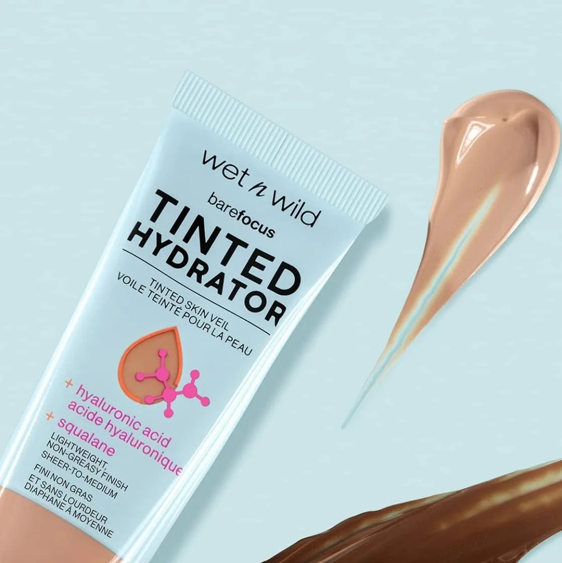 Bare Focus Tinted Hydrator Matte Finish, Light Medium, Oil-Free, Moisturizing Makeup | Hyaluronic Acid | Sheer to Medium Coverage