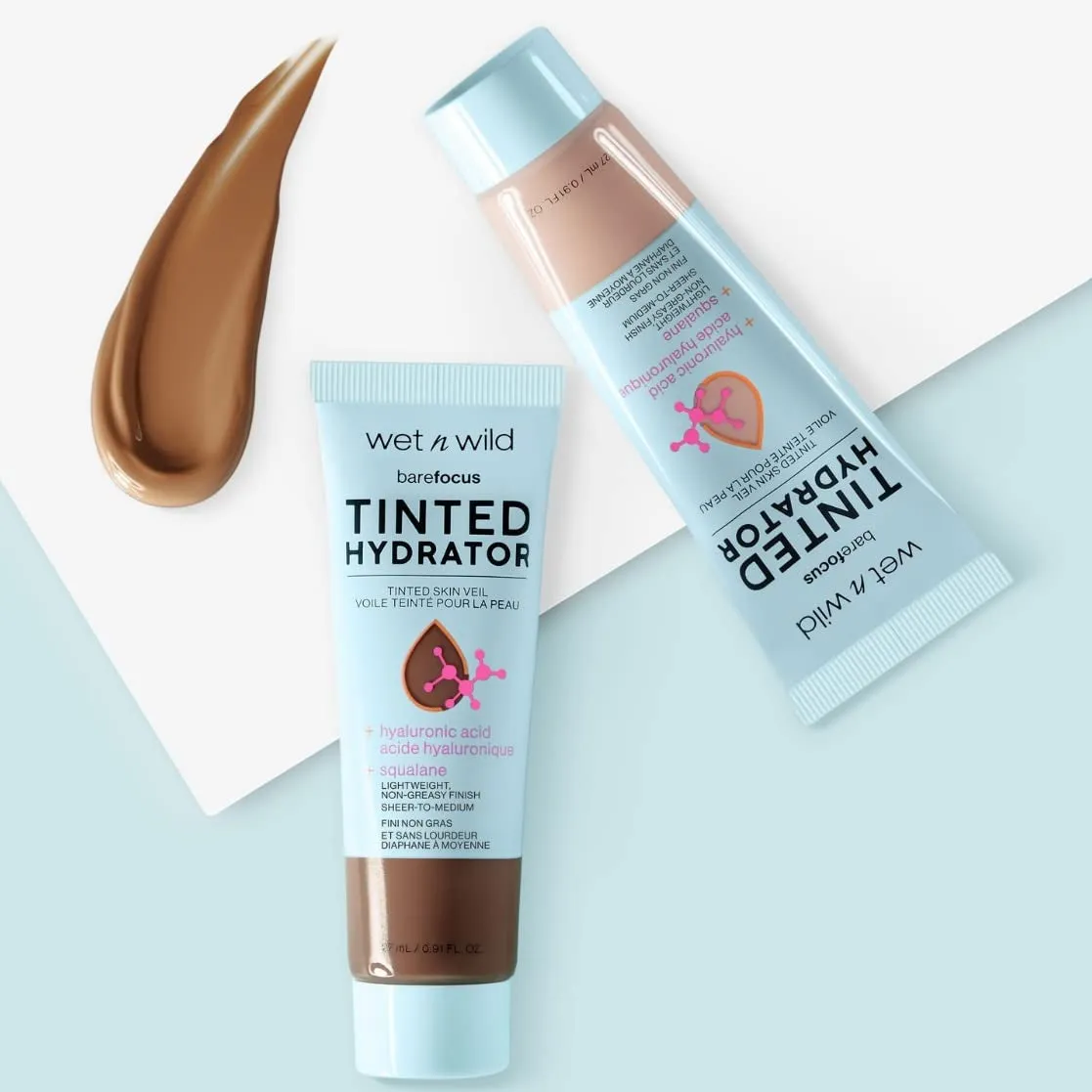 Bare Focus Tinted Hydrator Matte Finish, Light Medium, Oil-Free, Moisturizing Makeup | Hyaluronic Acid | Sheer to Medium Coverage