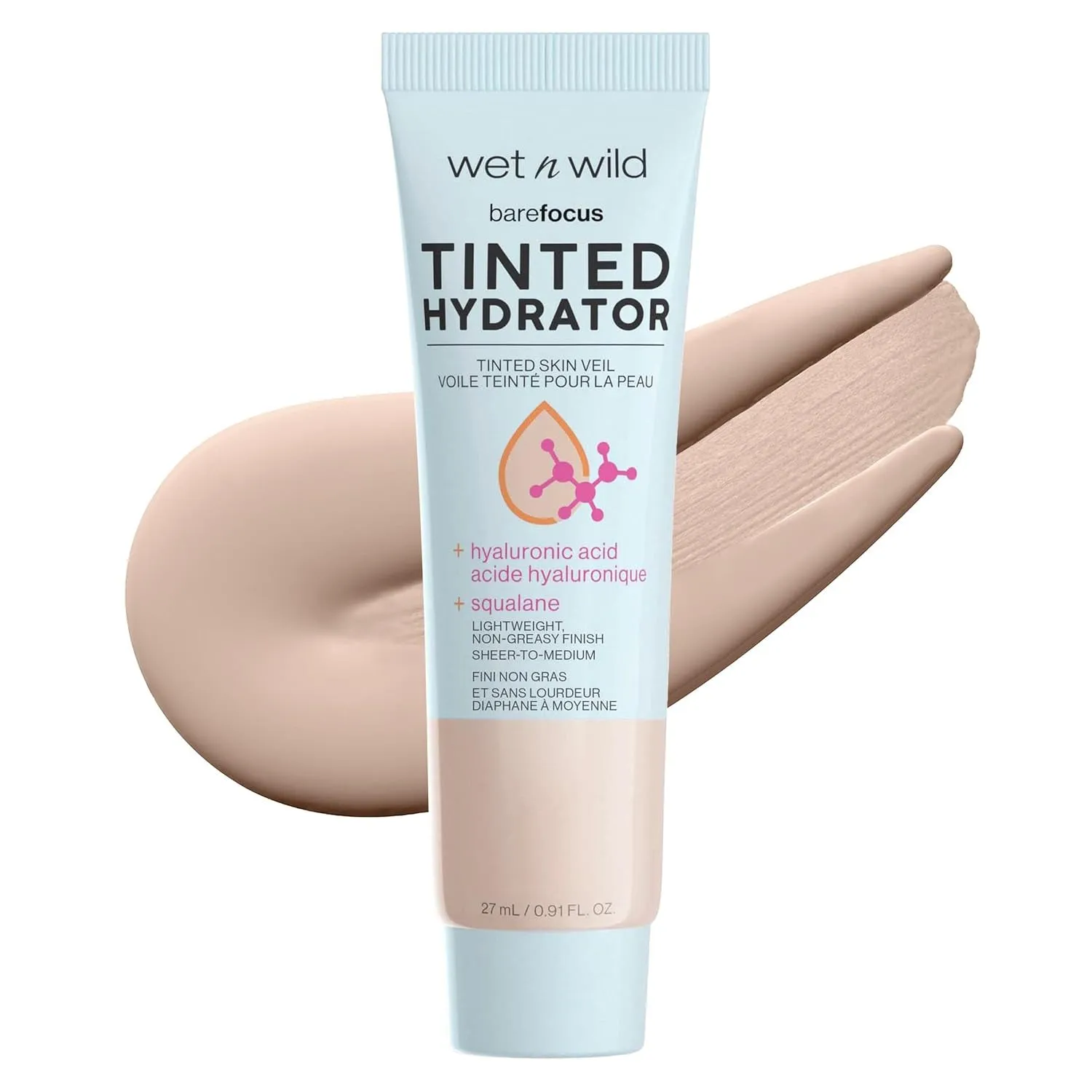 Bare Focus Tinted Hydrator Matte Finish, Light Medium, Oil-Free, Moisturizing Makeup | Hyaluronic Acid | Sheer to Medium Coverage