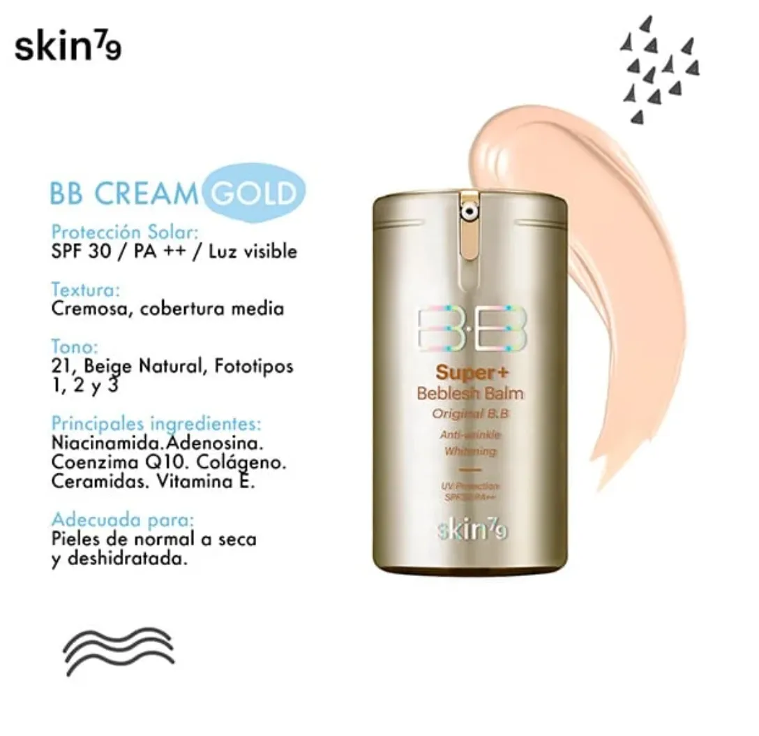 BB Cream Gold SPF 30 PA   / Crema todo en 1 hidrata y empareja tono piel envejecida