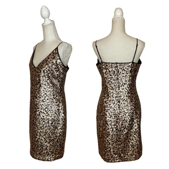 BB DAKOTA Leopard Sequin Cocktail Dress Sleeveless Party Dress Size 6 NWT