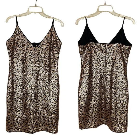 BB DAKOTA Leopard Sequin Cocktail Dress Sleeveless Party Dress Size 6 NWT