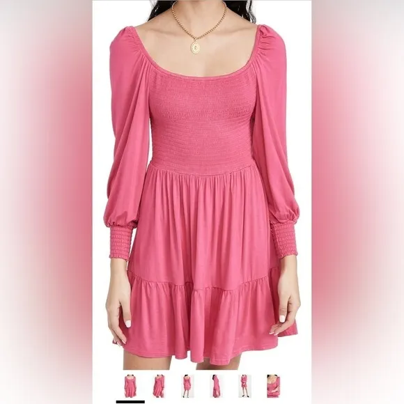 BB DAKOTA RASBERRY LETS GO CRAZY SMOCKED DRESS XS NEW