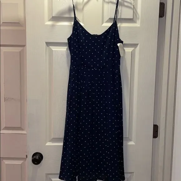 BB Dakota Sloane Navy &amp; White polka dot dr…